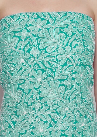 Firgun Hand Embroidered Jade Green Lucknowi Chikankari Georgette Unstitched Suit Set