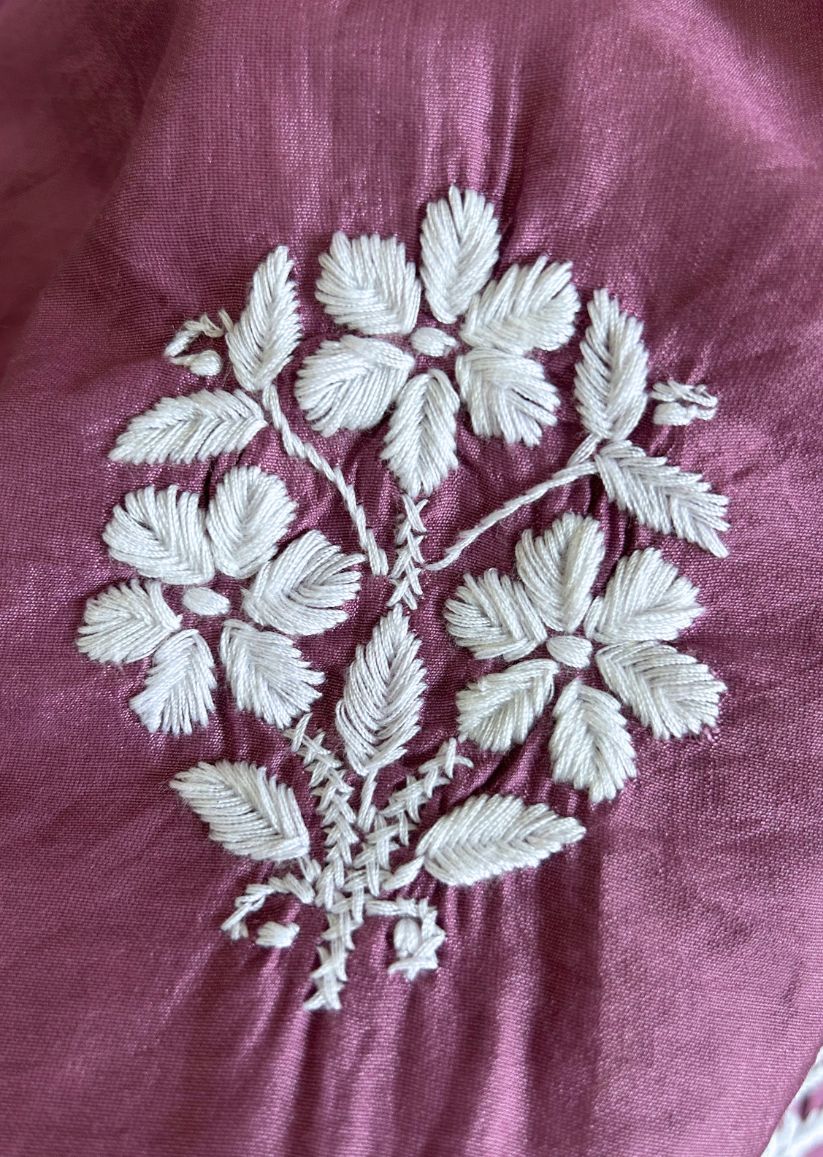 Firgun Wine Lucknowi Chikankari Chanderi Top