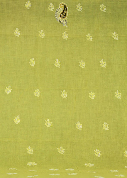 Firgun Yellow Lucknowi Chikankari & Gotapatti Cotton Unstitched Kurta