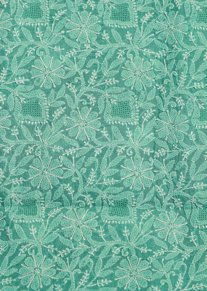 Firgun Sea Green Lucknowi Chikankari Cotton Unstitched Kurta