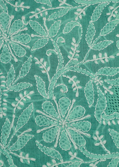Firgun Sea Green Lucknowi Chikankari Cotton Unstitched Kurta