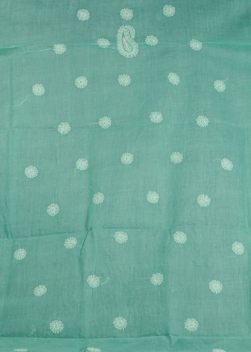 Firgun Sea Green Lucknowi Chikankari Cotton Unstitched Kurta
