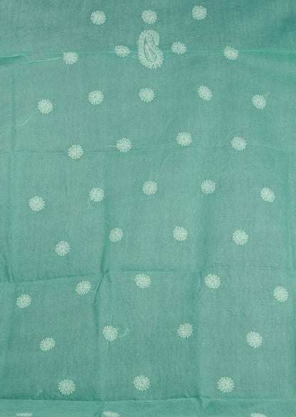 Firgun Sea Green Lucknowi Chikankari Cotton Unstitched Kurta
