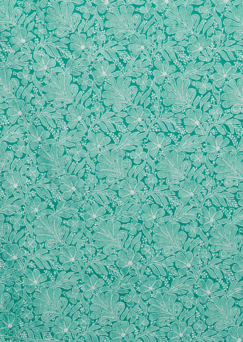 Firgun Hand Embroidered Jade Green Lucknowi Chikankari Georgette Unstitched Suit Set