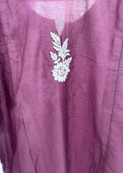 Firgun Wine Lucknowi Chikankari Chanderi Top