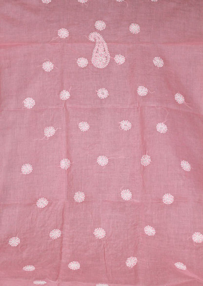 Firgun Peach Lucknowi Chikankari Cotton Unstitched Kurta