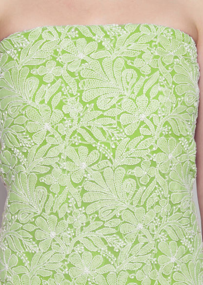 Firgun Hand Embroidered Pista Green Lucknowi Chikankari Georgette Unstitched Suit Set