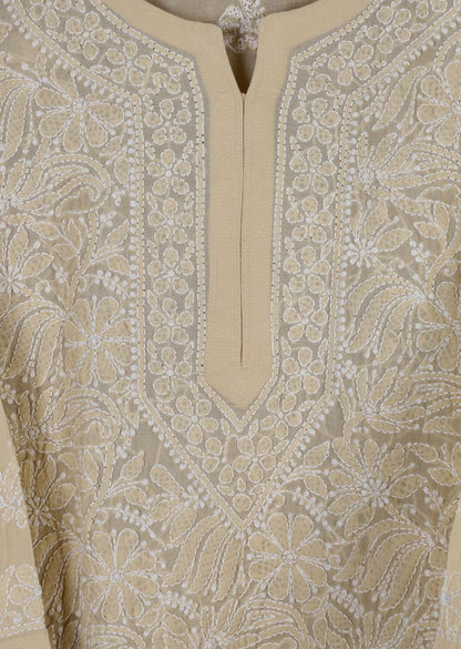Firgun Green Lucknowi Chikankari Cotton Top