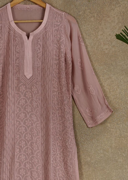 Firgun Sea Green Lucknowi Chikankari Viscose Georgette Kurta