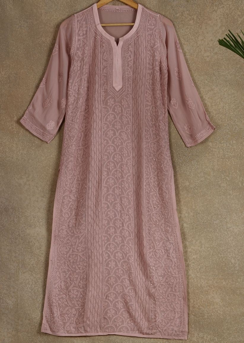Firgun Sea Green Lucknowi Chikankari Viscose Georgette Kurta