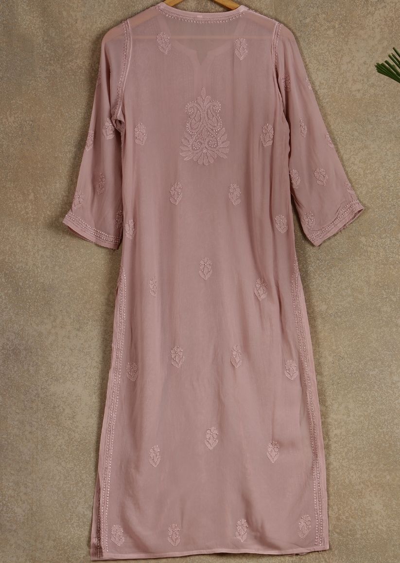 Firgun Sea Green Lucknowi Chikankari Viscose Georgette Kurta