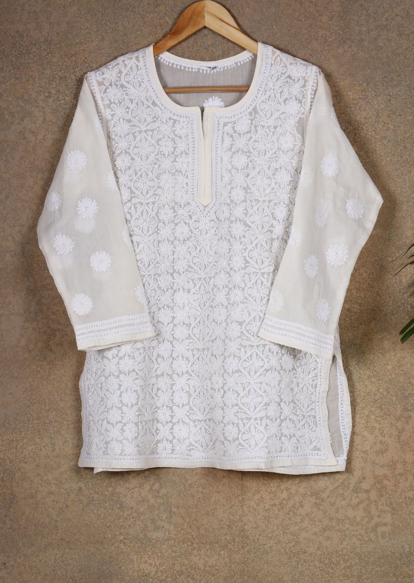 Firgun Purple Lucknowi Chikankari Cotton Top