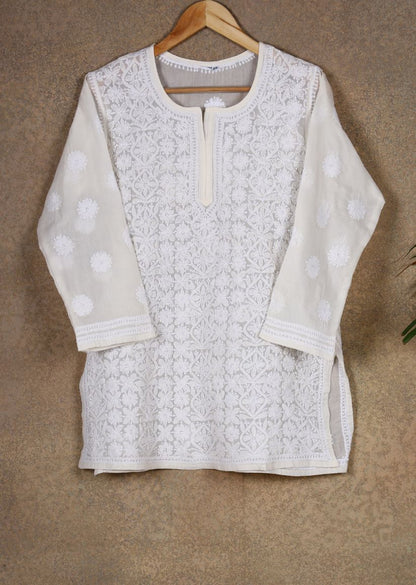 Firgun Purple Lucknowi Chikankari Cotton Top