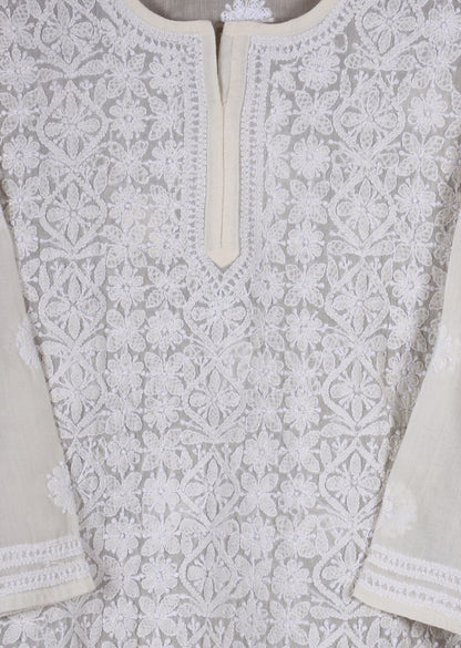 Firgun Purple Lucknowi Chikankari Cotton Top
