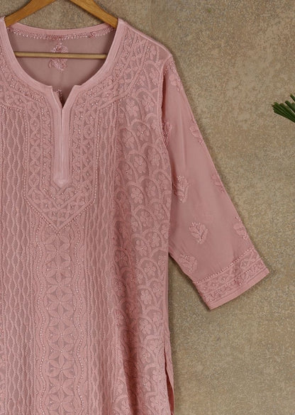 Firgun Sea Green Lucknowi Chikankari Viscose Georgette Kurta