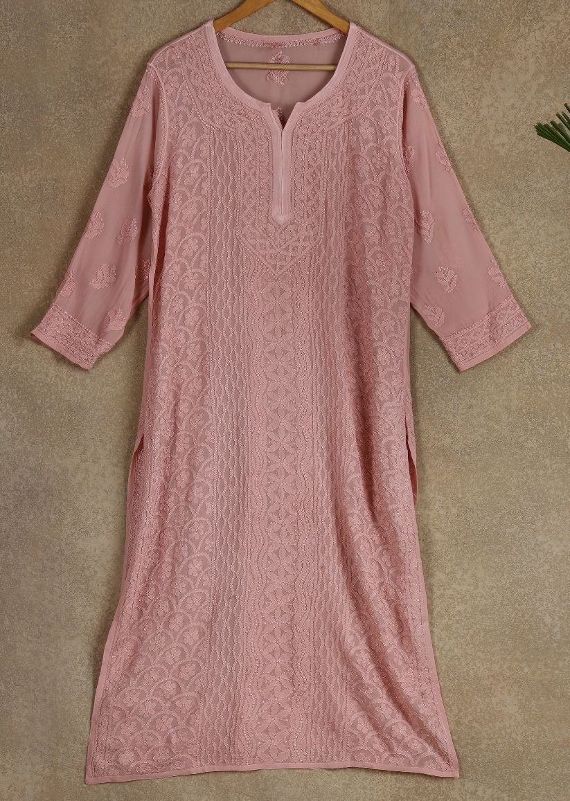 Firgun Sea Green Lucknowi Chikankari Viscose Georgette Kurta