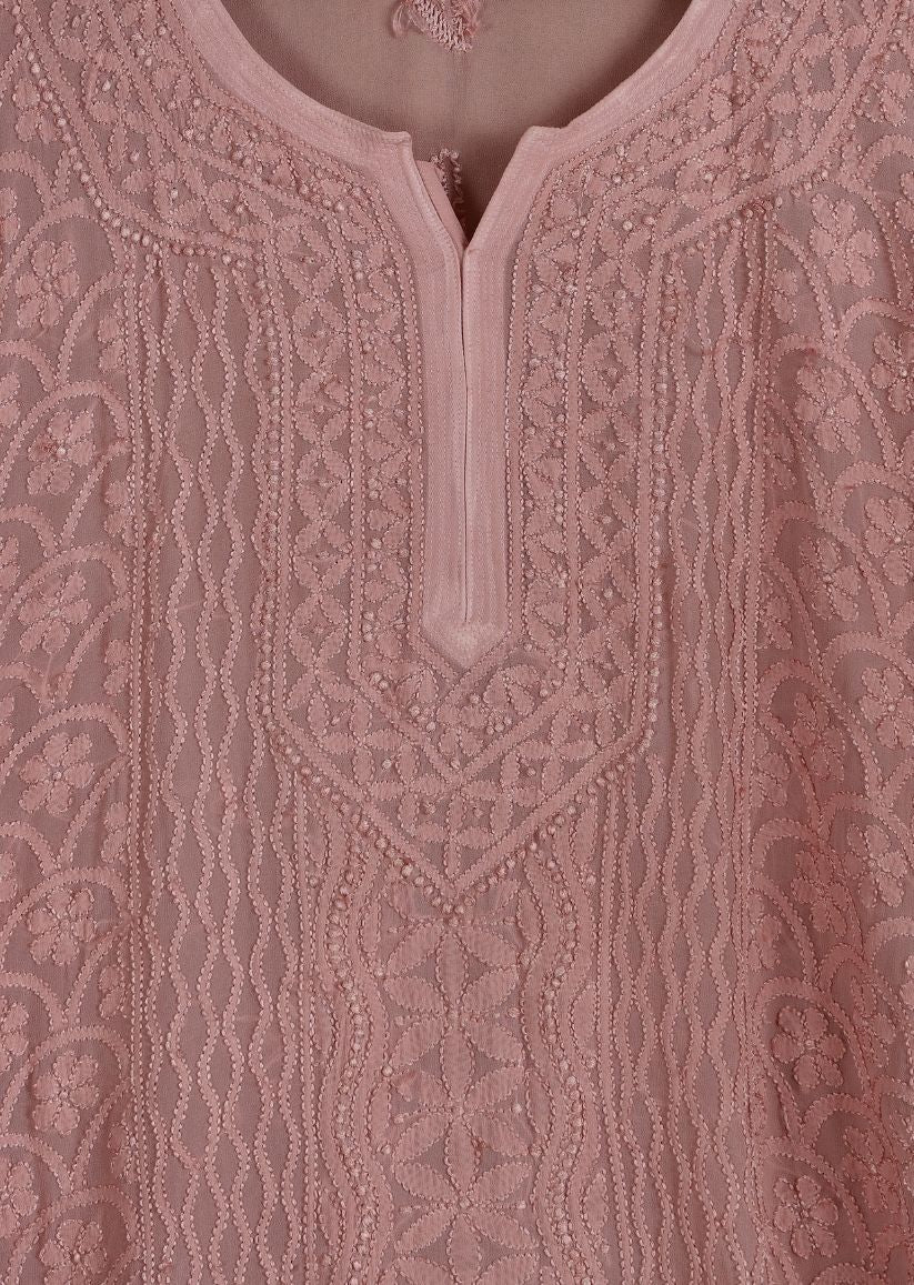 Firgun Sea Green Lucknowi Chikankari Viscose Georgette Kurta