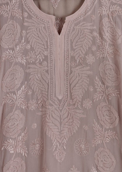Firgun Mehendi Green Lucknowi Chikankari Viscose Georgette Kurta