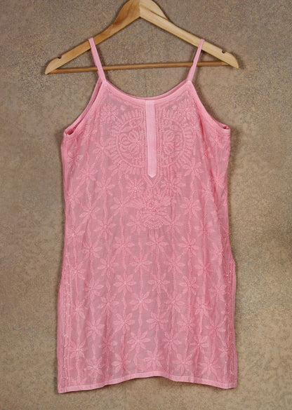 Firgun Lucknowi Chikankari Muslin Spaghetti Top