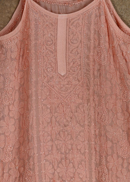 Firgun Lucknowi Chikankari Muslin Spaghetti Top
