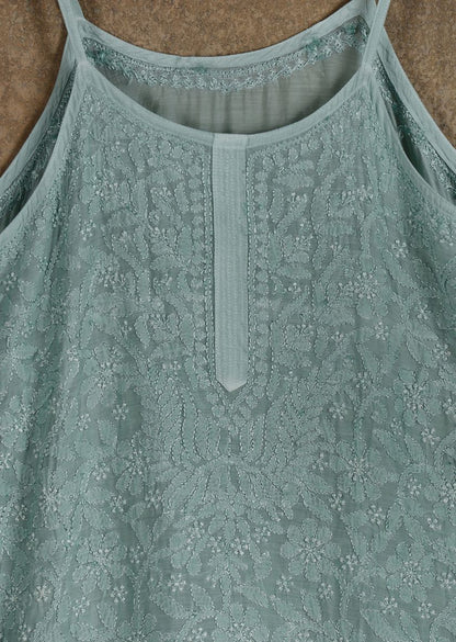 Firgun Lucknowi Chikankari Muslin Spaghetti Top