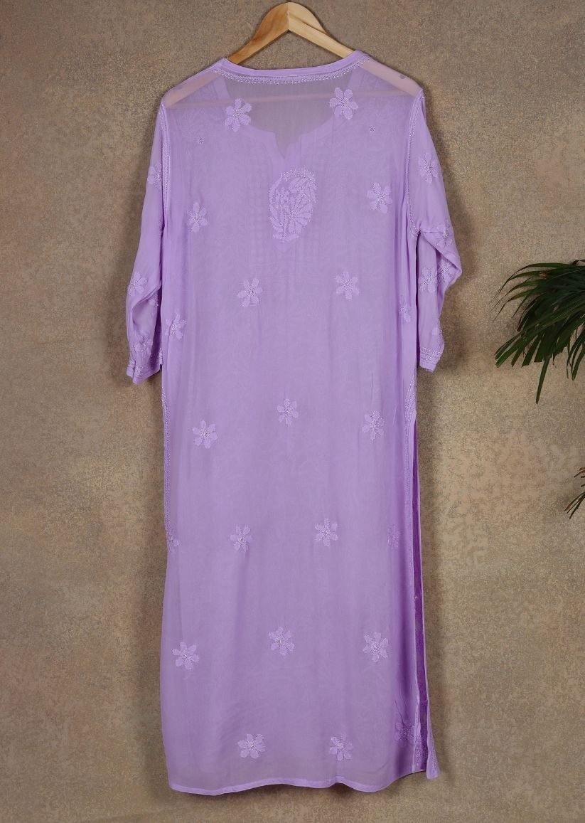 Firgun Lavender Lucknowi Chikankari Viscose Georgette Kurta