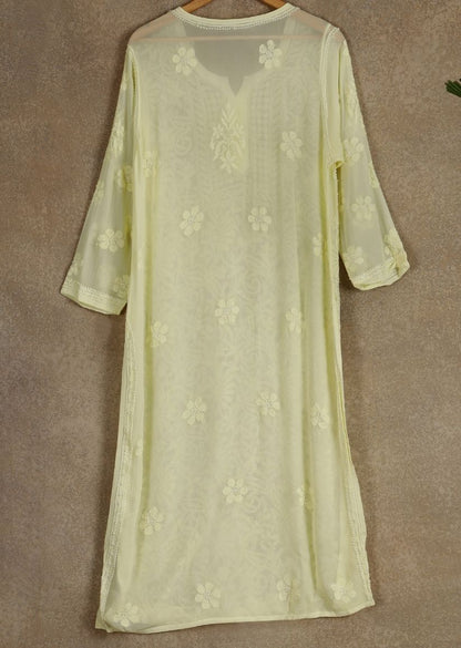 Firgun Lavender Lucknowi Chikankari Viscose Georgette Kurta