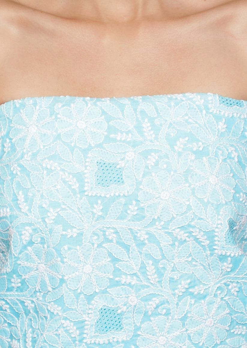 Firgun Powder Blue Lucknowi Chikankari Cotton Unstitched Suit Set