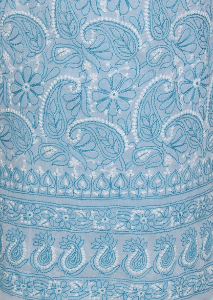 Firgun Blue Lucknowi Chikankari Cotton Unstitched Suit Set