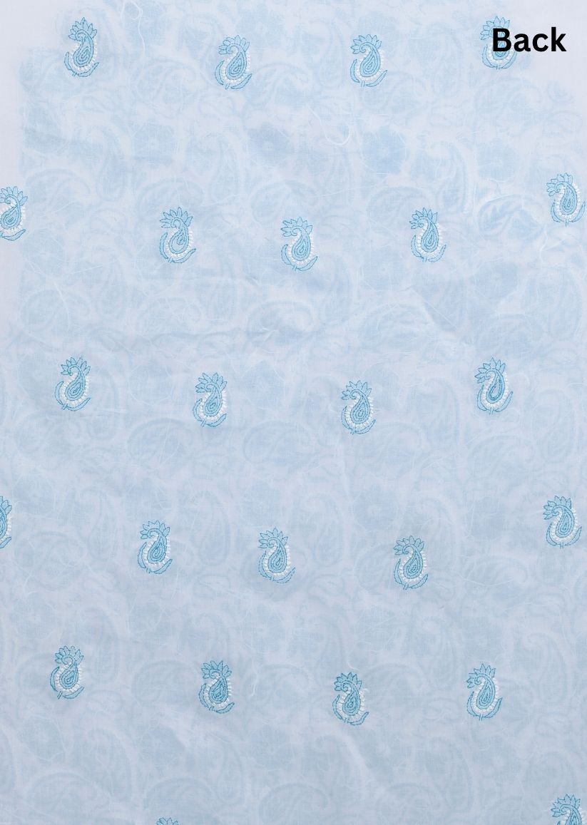 Firgun Blue Lucknowi Chikankari Cotton Unstitched Suit Set