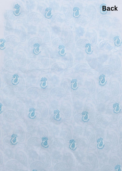 Firgun Blue Lucknowi Chikankari Cotton Unstitched Suit Set