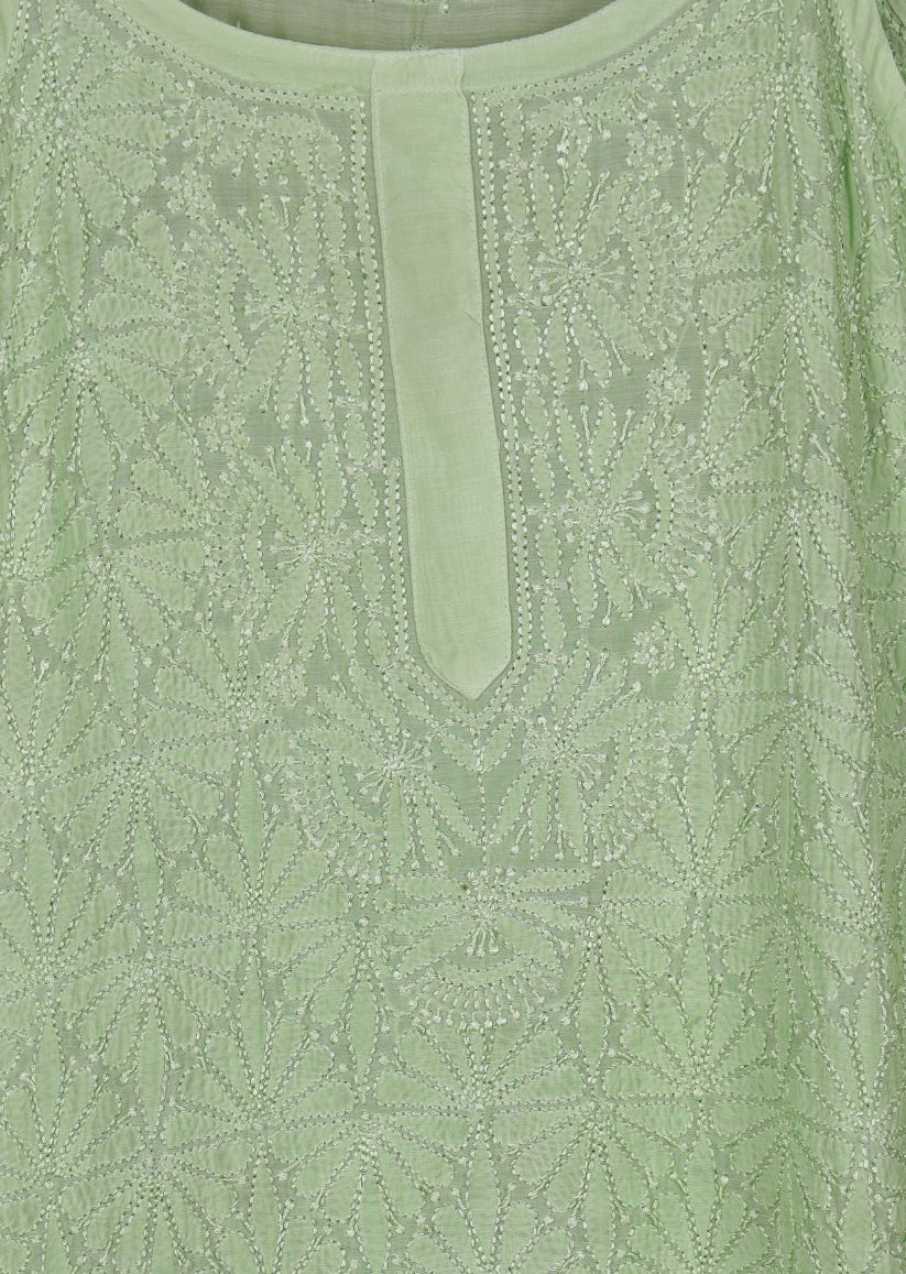 Firgun Lucknowi Chikankari Muslin Spaghetti Style Kurta