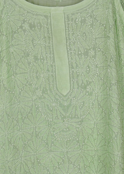 Firgun Lucknowi Chikankari Muslin Spaghetti Style Kurta