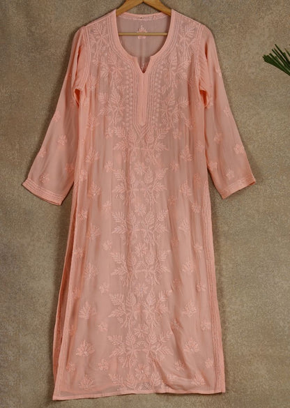 Firgun Mehendi Green Lucknowi Chikankari Viscose Georgette Kurta