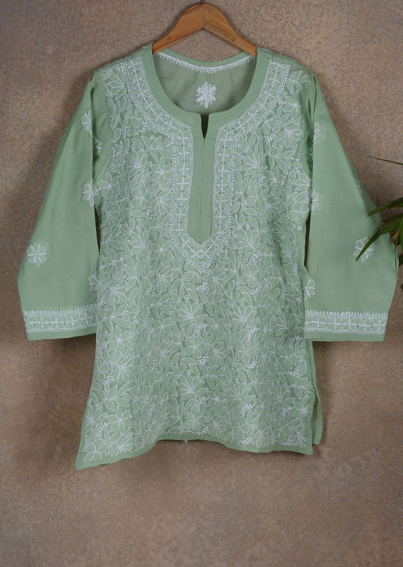Firgun Purple Lucknowi Chikankari Cotton Top