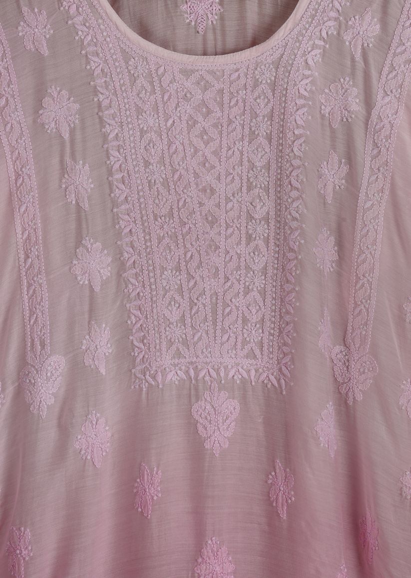 Firgun Mint Green dual shade Lucknowi Chikankari Muslin Kurta