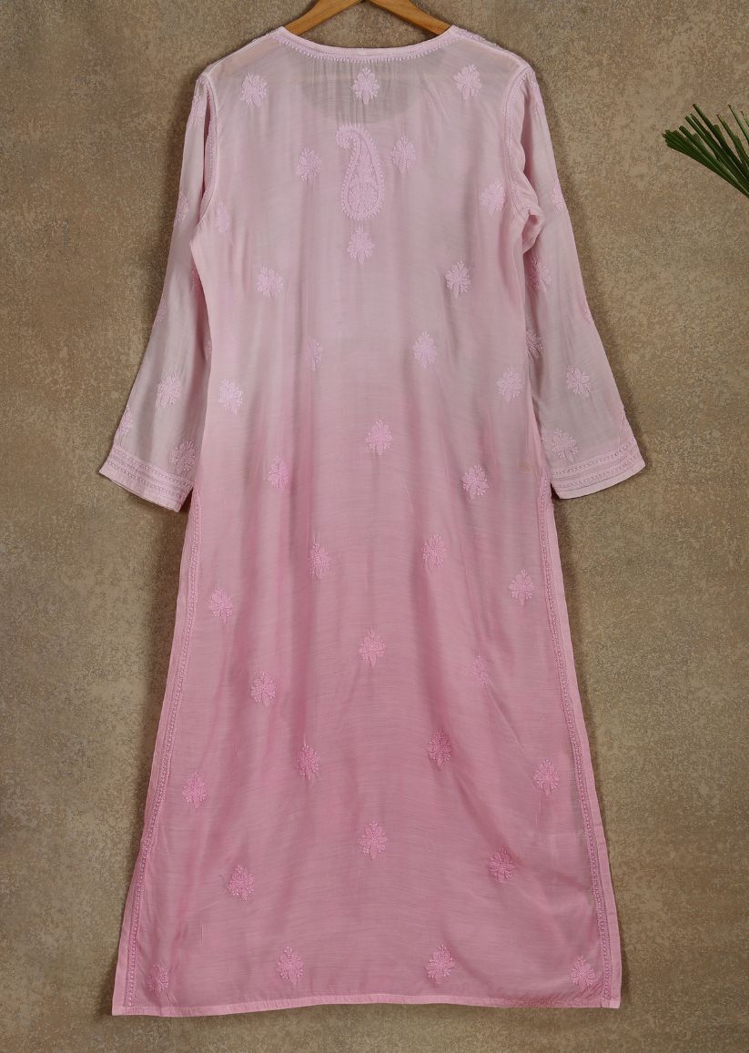 Firgun Mint Green dual shade Lucknowi Chikankari Muslin Kurta