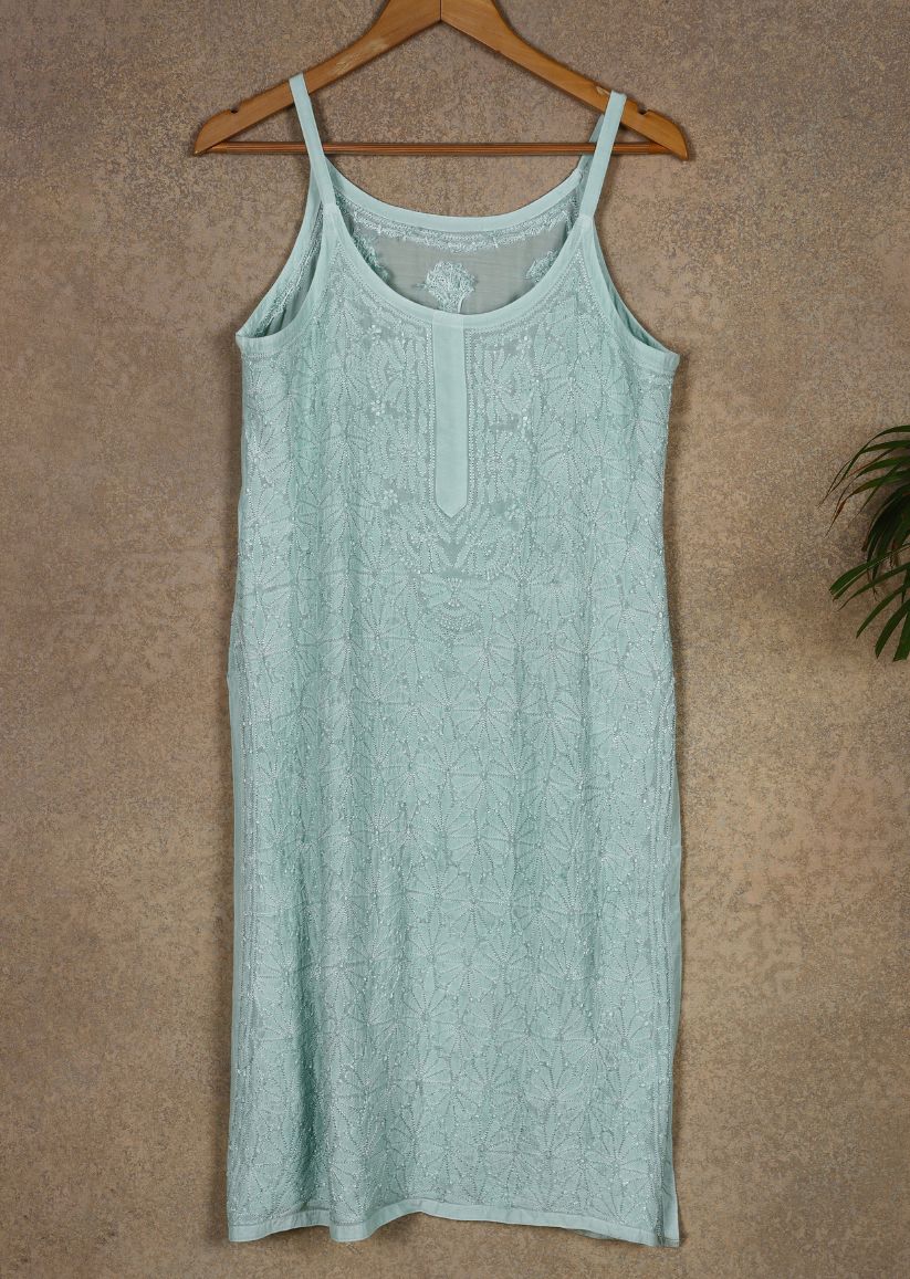 Firgun Lucknowi Chikankari Muslin Spaghetti Style Kurta