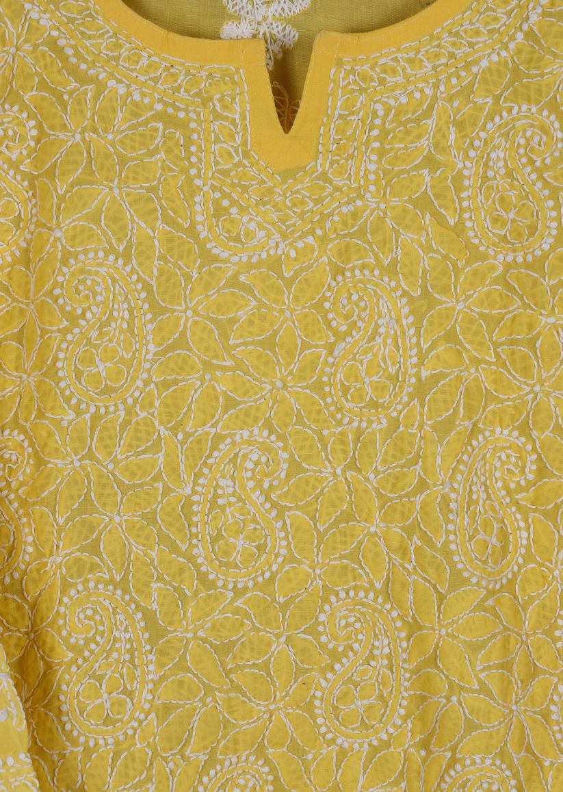 Firgun Blue  Lucknowi Chikankari Cotton Top