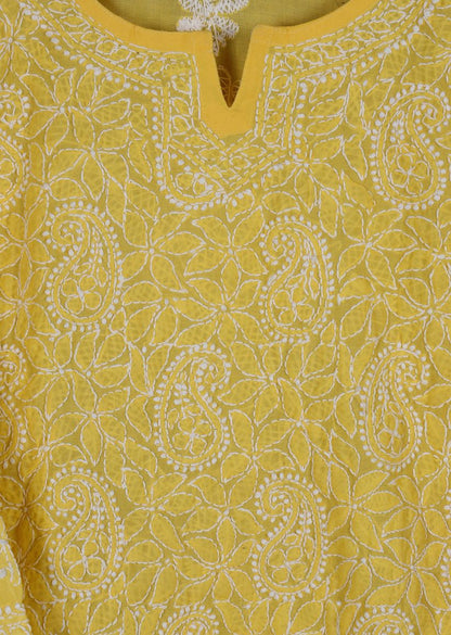 Firgun Blue  Lucknowi Chikankari Cotton Top