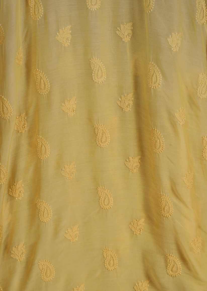 Firgun Mint Green dual shade Lucknowi Chikankari Muslin Kurta