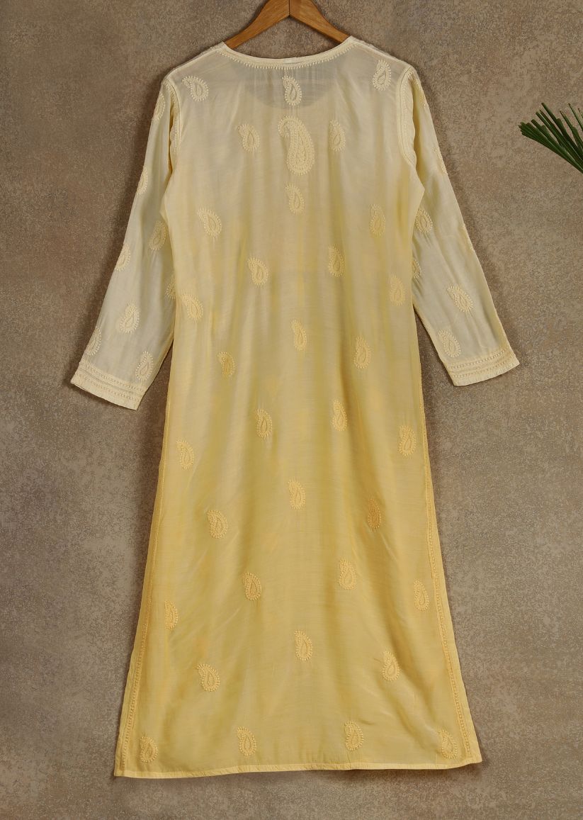 Firgun Mint Green dual shade Lucknowi Chikankari Muslin Kurta