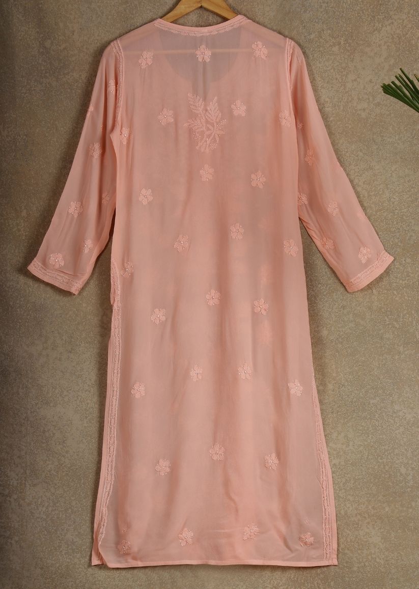 Firgun Mehendi Green Lucknowi Chikankari Viscose Georgette Kurta