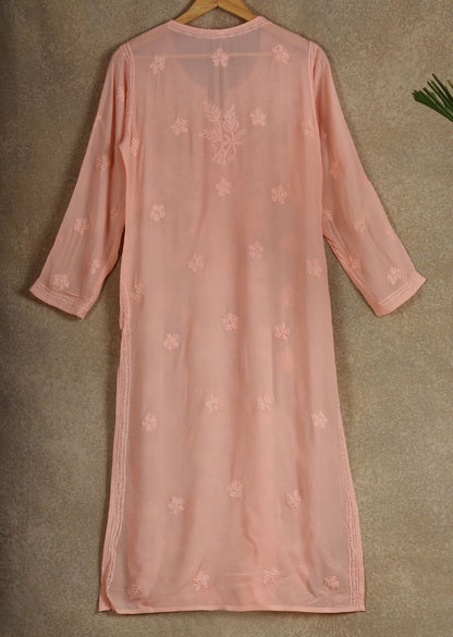 Firgun Mehendi Green Lucknowi Chikankari Viscose Georgette Kurta